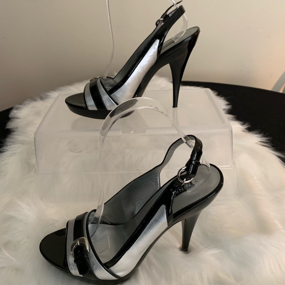 Nine West Black & Silver Slingback Heels Size 7